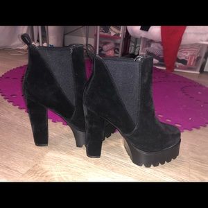 Suede Black Platform Booties